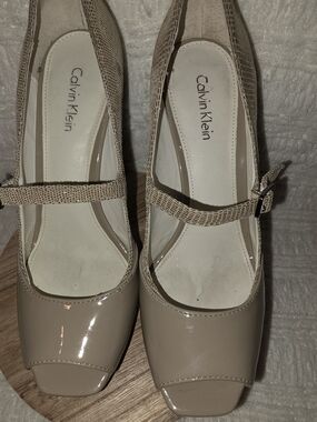 Calvin Klein Women's Patent Mary Jane Heels in Taupe